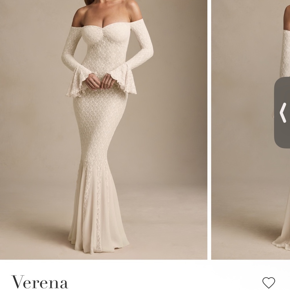 Oh Polly Cream Off-Shoulder Maxi Dress